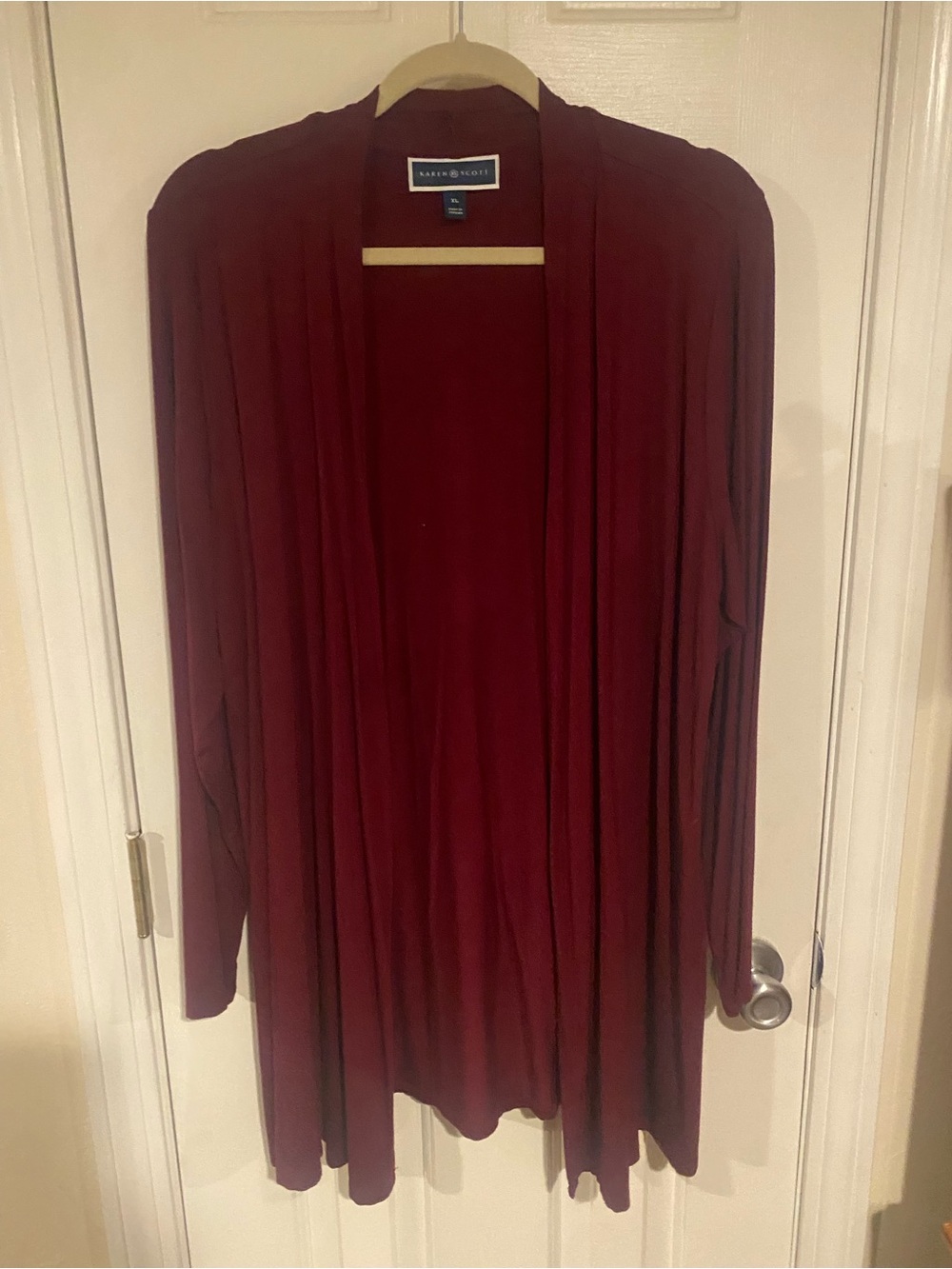 Karen Scott Open-Front Cardigan Sweater - Wine